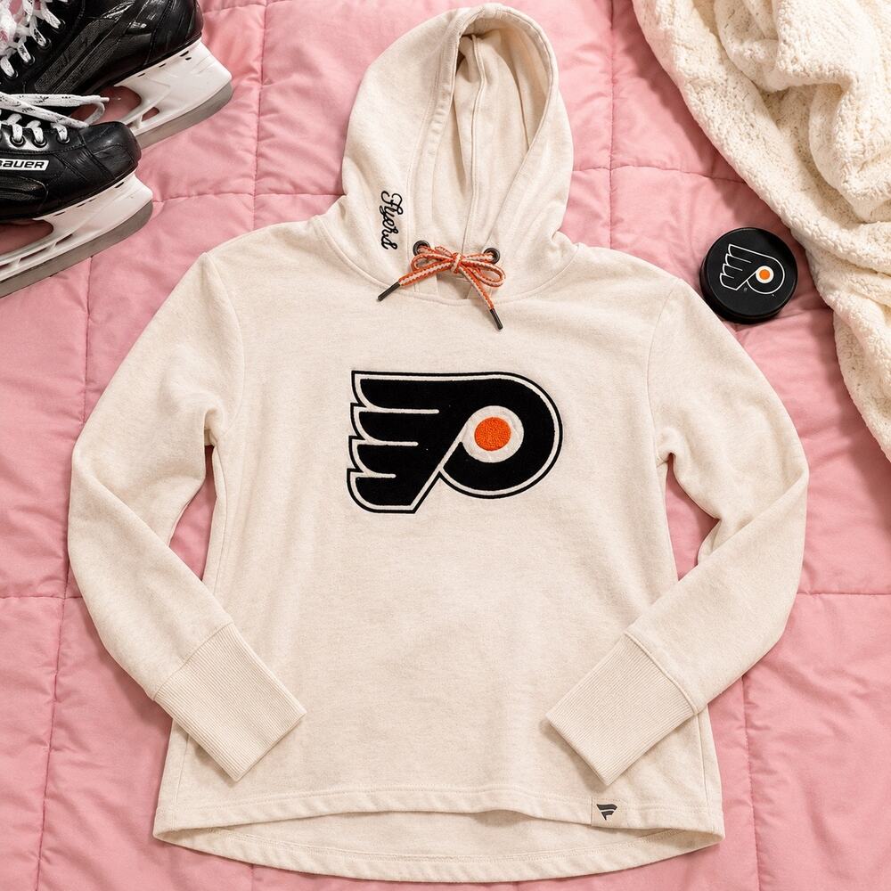 Philadelphia Flyers Fanatics Women’s Small Cream Lace-Up Hoodie Sweatshirt NHL